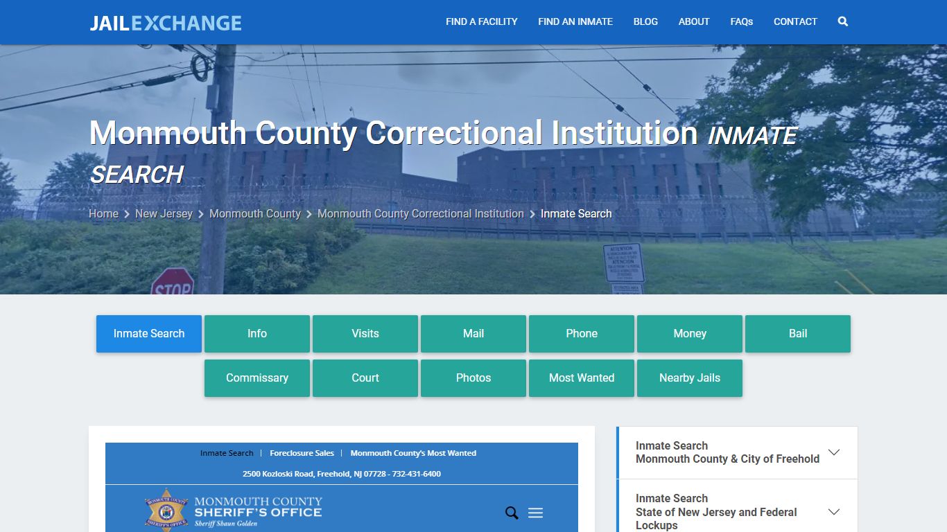 Monmouth County Correctional Institution Inmate Search - Jail Exchange